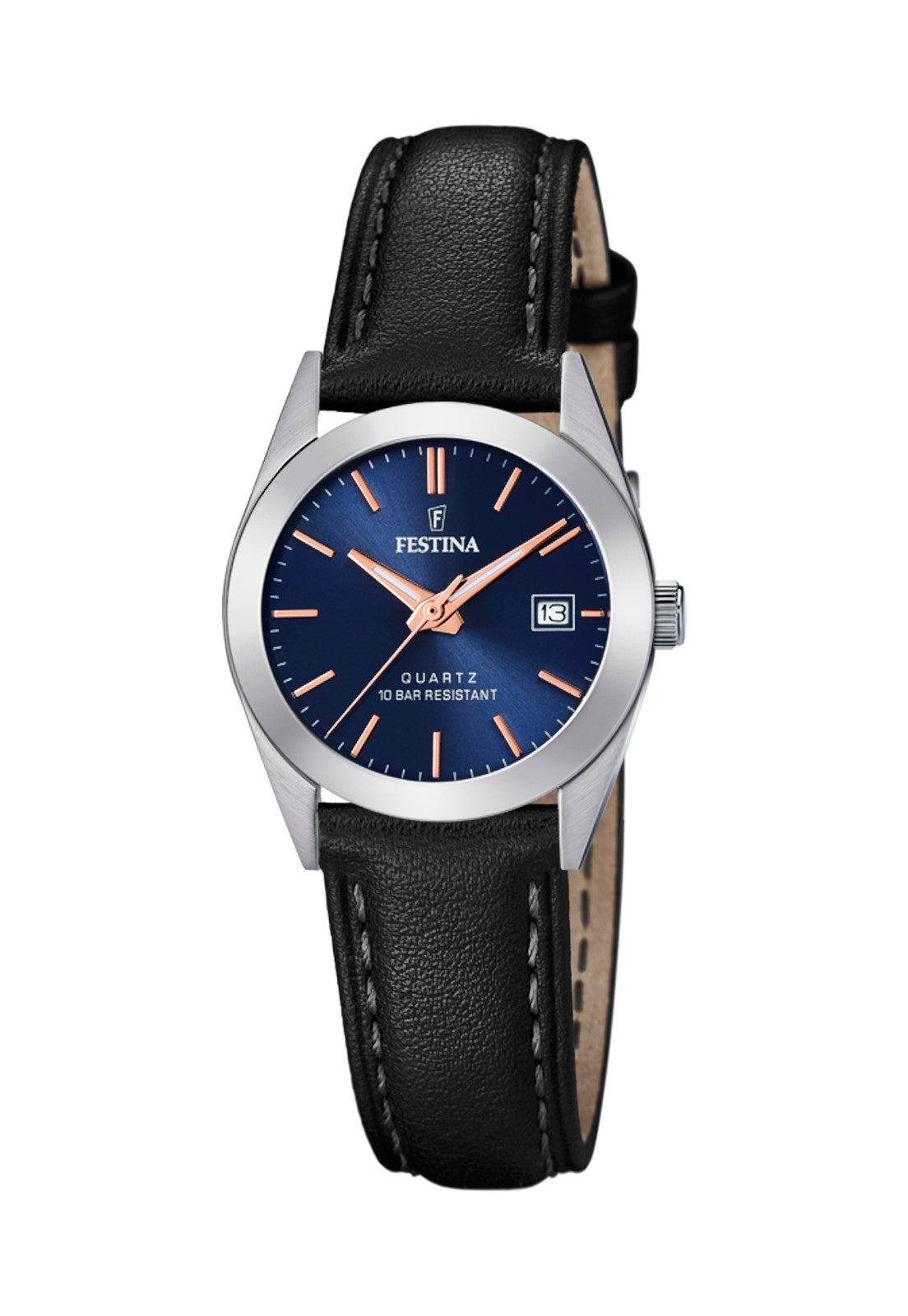 Festina Analoog kwartshorloge voor dames met lederen armband F20260/1, zwart, Eén maat, band : Festina