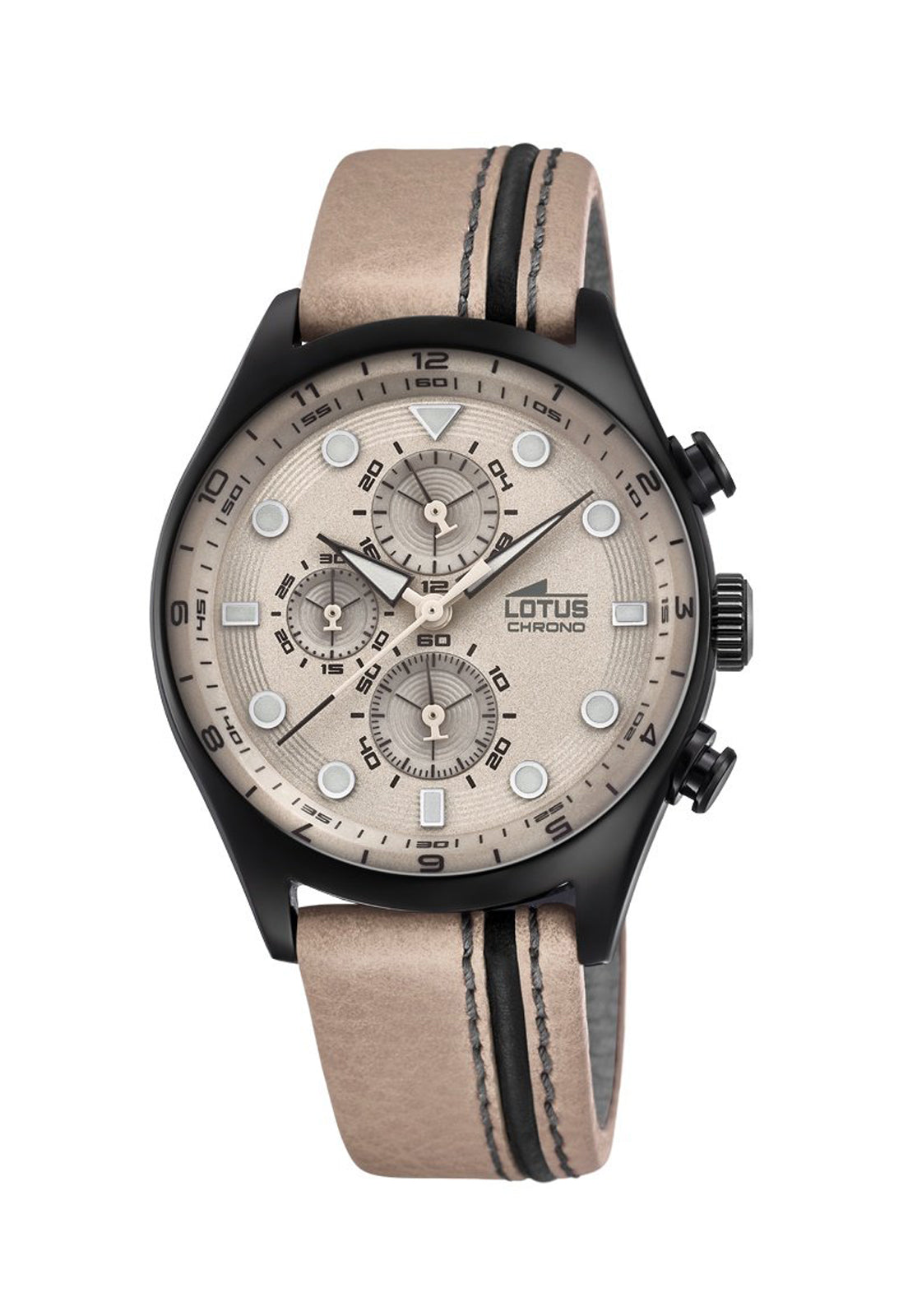 Lotus Uomo 18593 - Orologio Cronografo Analogico, Cassa In Acciaio Inox Nero, Quadrante Beige, Cinturino In Pelle, 5 ATM - 2